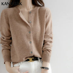 Women's Sweater Cardigans V-neck Single Breasted Knitwear Tops