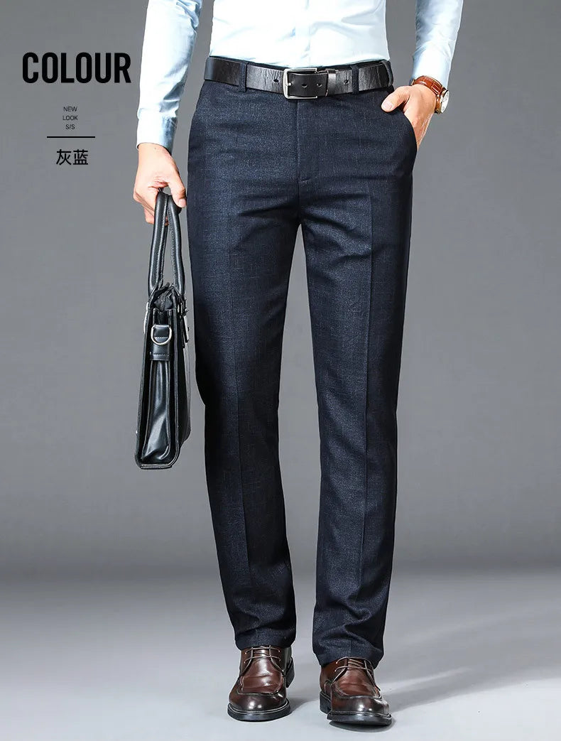 Casual Suit Pants Solid High Waist Straight Office Trousers Classic Style