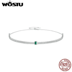 Rectangle Green Charms Simple Knitted Mesh Choker Necklace