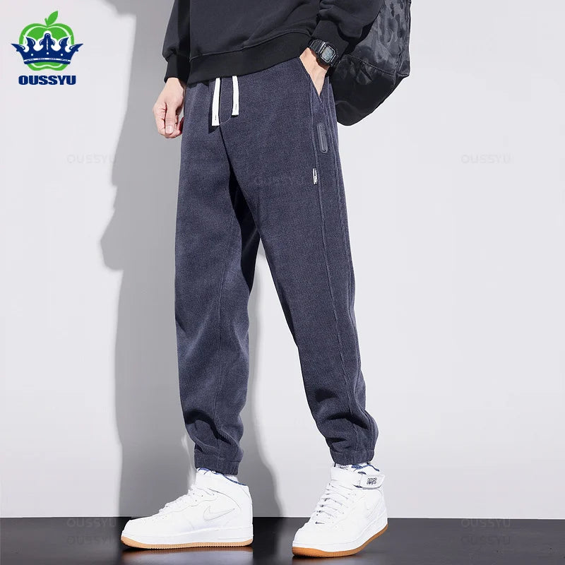 Men's Stretch Corduroy Pants Drawstring Elastic Waist Harlan Jogger Casual