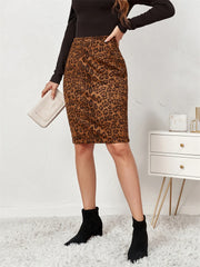 Leopard Print Suede Fabric Official Ladies Wrap Skirt