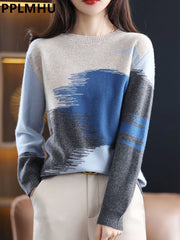 Knit Tops Casual Long Sleeve O-neck Thin Sweaters