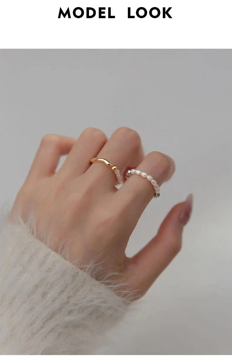 Elastic Pearl Fashion Irregular Wave Women Ring Fine Jewelry