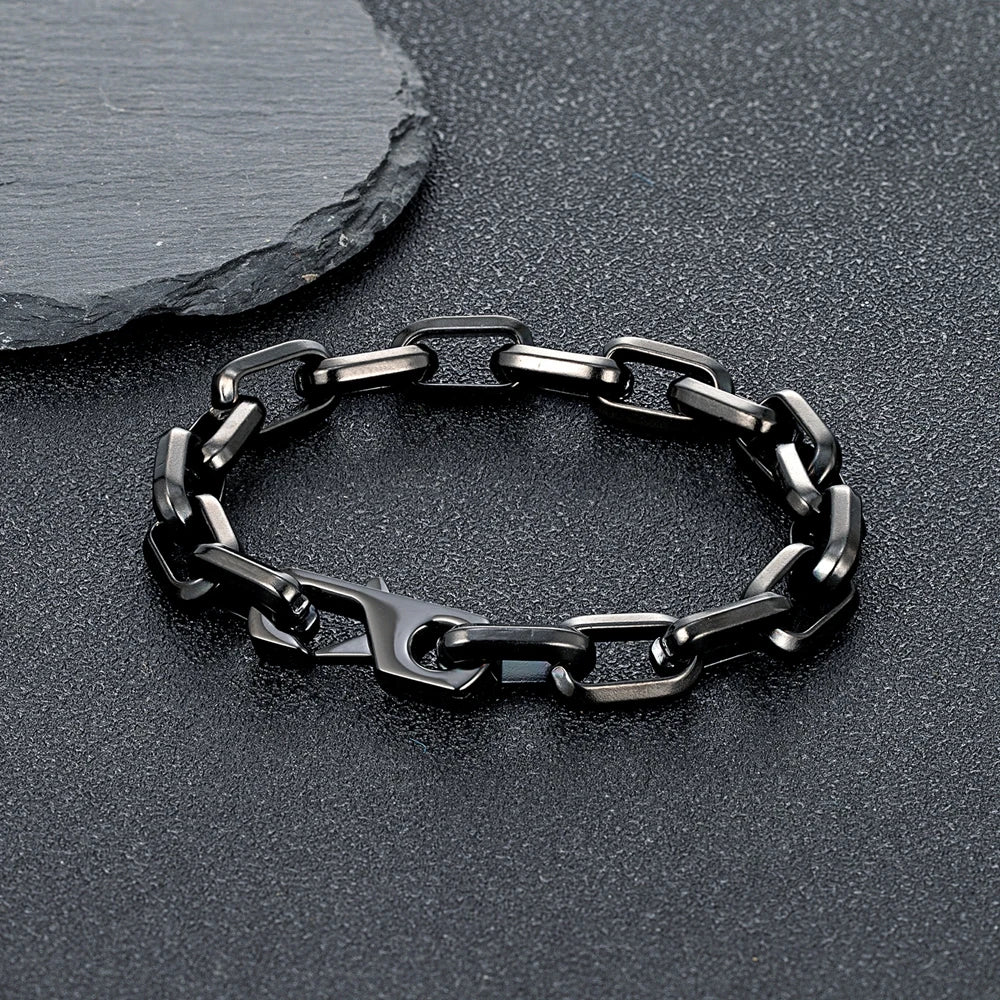 Vintage Black Chain Link Men Bracelet Punk Stainless Steel