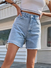 Women's Denim Shorts Summer High Waist Casual Chic