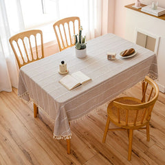 Sage green Tassel Tablecloth Table Cover for Kitchen Dinning