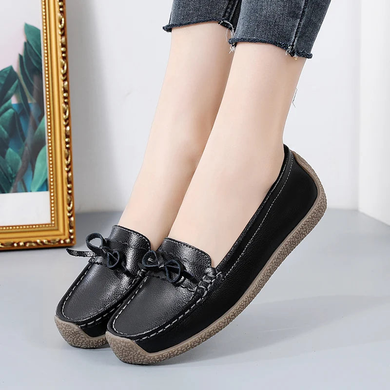 Casual sneakers women shoes genuine leather comfortable slip-on flats