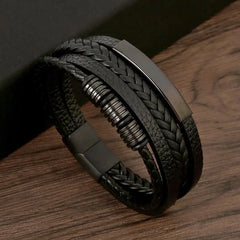 Classic Men's Leather Bracelet Style Hand-woven Multi-layer