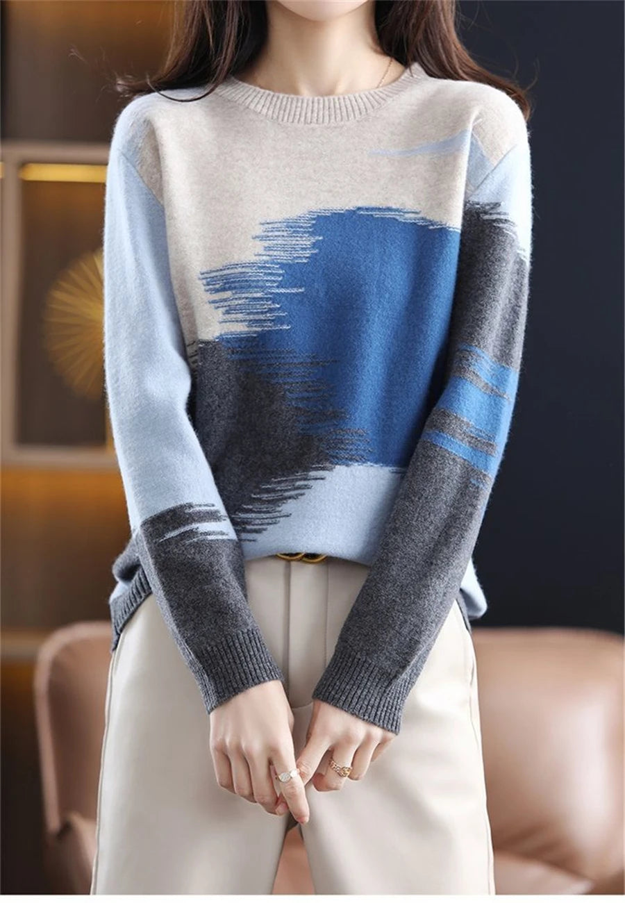 Knit Tops Casual Long Sleeve O-neck Thin Sweaters