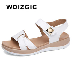 Women Female Ladies Genuine Leather Shoes Sandals Flats