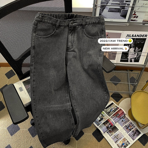Men Baggy Jeans Fashion Elastic Waist Classic Style Denim