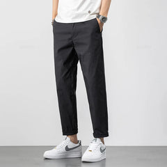 Ankle-Length Pants Men Cotton Straight Fit Fashion