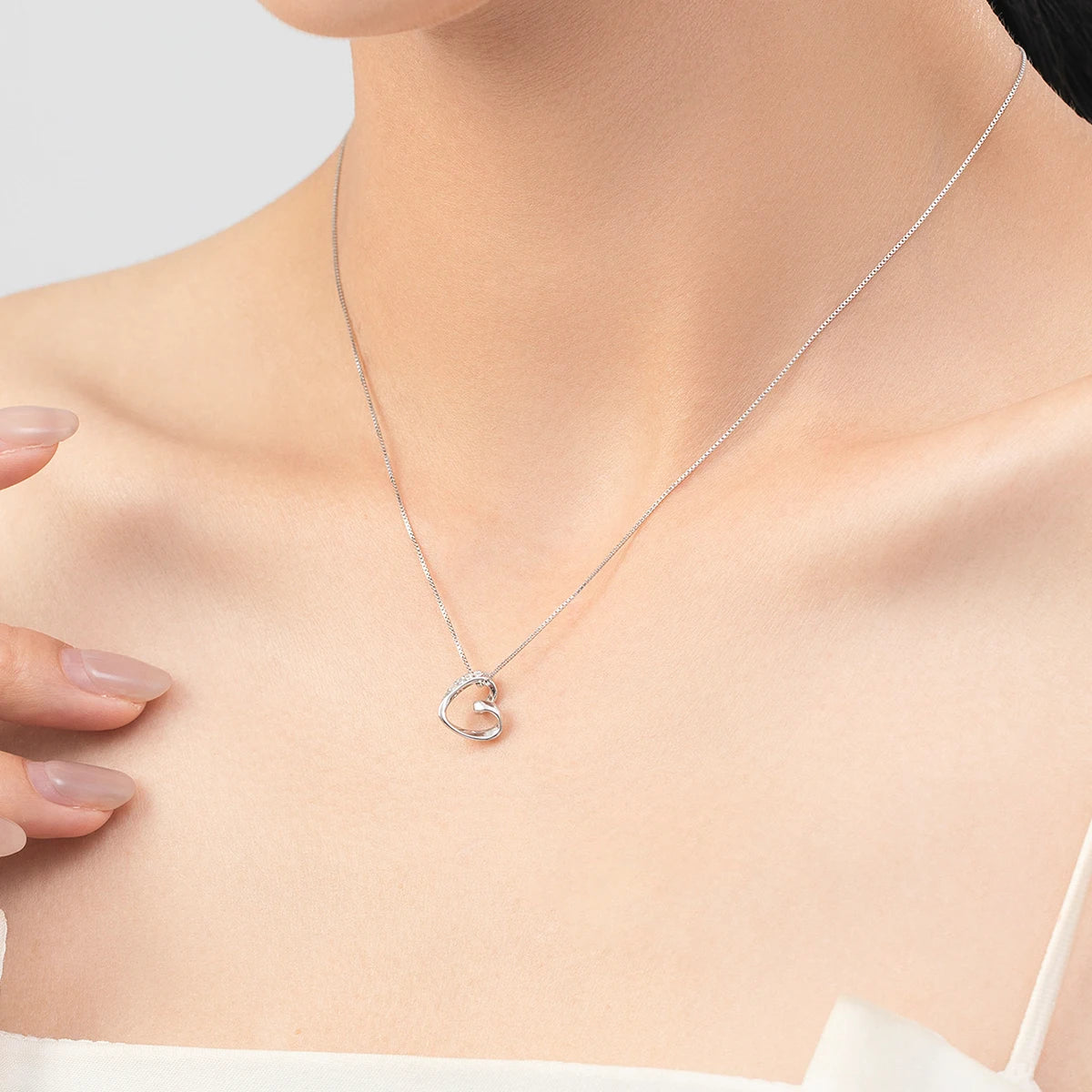 Classic Link Chain Neck For Fine Jewelry Simple Heart Pendant Necklace