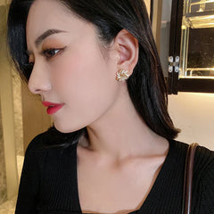 Opal Petal Circle Stud Earrings For Woman Classic Jewelry