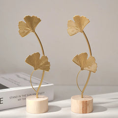 Nordic Gold Ginkgo Leaf Crafts Leaves Sculpture Living Room Decor