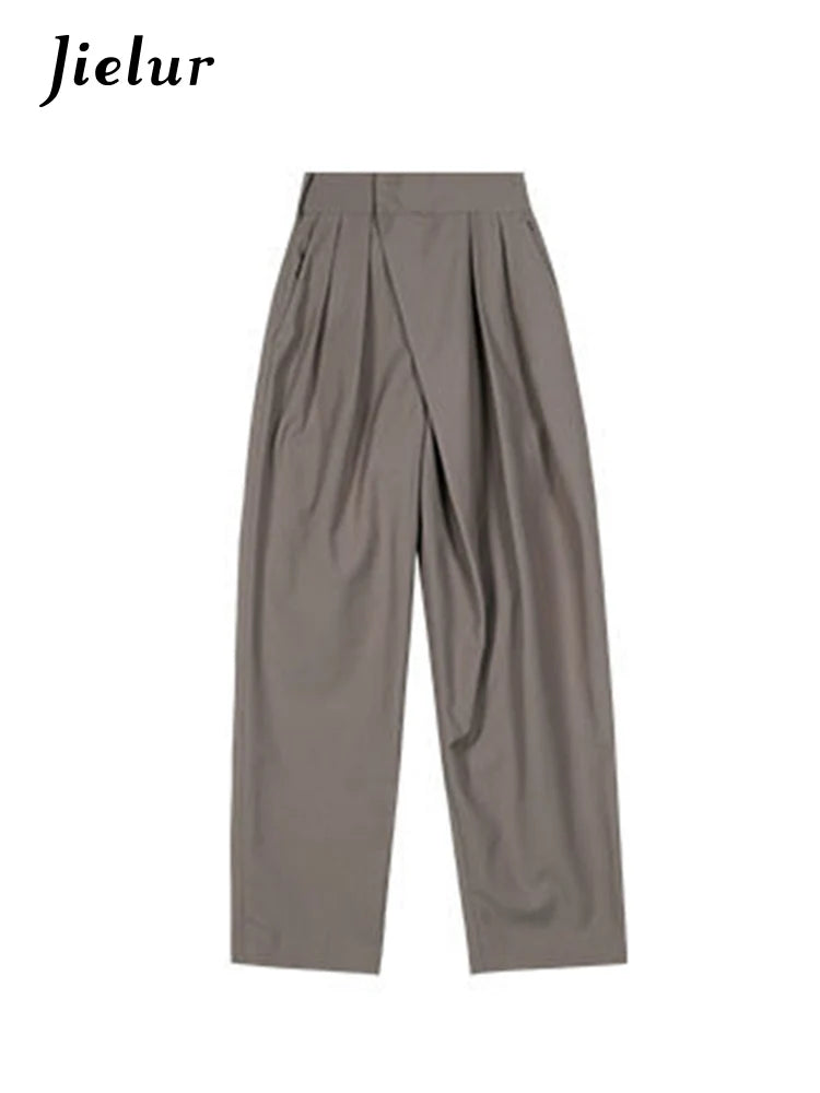 Khaki Wide Leg Women's Pants Baggy Classic Pants Vintage Office