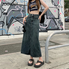 High Waist Midi Denim Skirt Office Ladies Casual Fashion