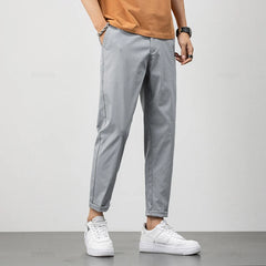 Ankle-Length Pants Men Cotton Straight Fit Fashion