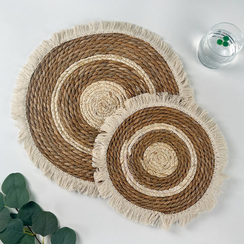 Woven Placemats for Dining Table with Tassel Boho