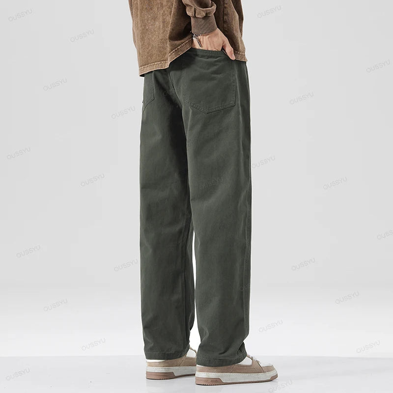 Clothing Casual Pants Men Elastic Waist Loose Wide Leg Trousers