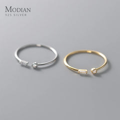 Simple Thin Clear CZ Finger Rings Adjustable Ring