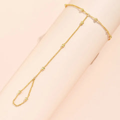 Minimalist Gold plated Bead Chain Ring Bracelet Linked Finger