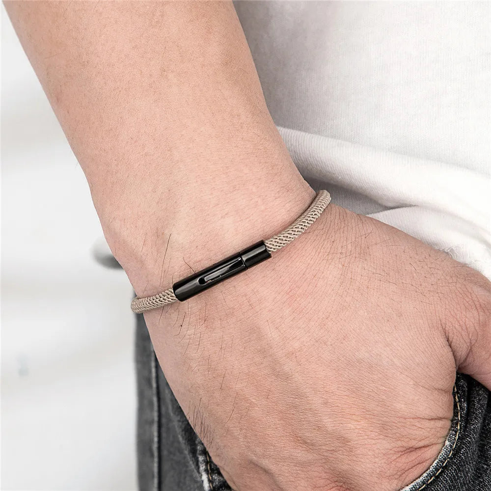 Minimalist Rope Bracelet Couple Stainless Steel