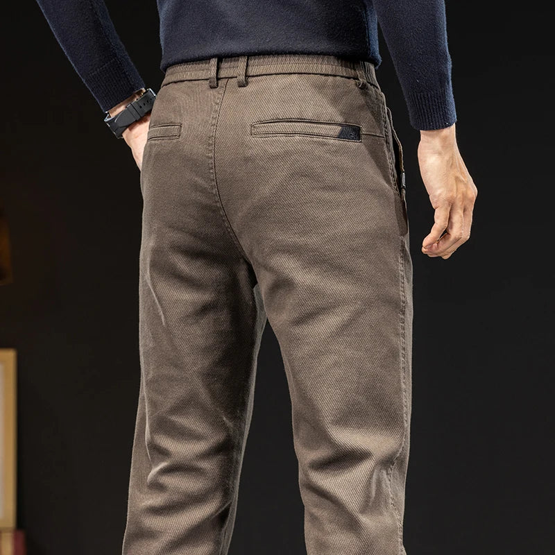 Men's Straight Slim Fit Fleece Casual Pants