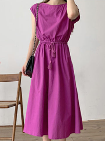 Dress Maxi Evening Female Vintage Oversize Short Sleeve