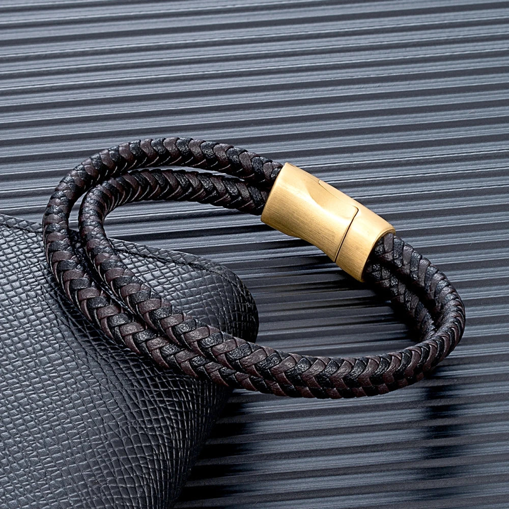 Simple Style Men Braided Leather Bracelet