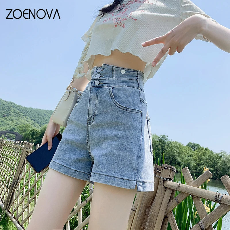 Denim Shorts Summer Thin Retro Y2K High Waist Loose A-Line Jeans