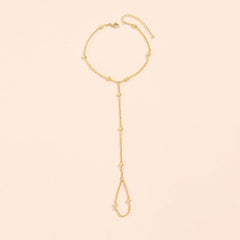 Minimalist Gold plated Bead Chain Ring Bracelet Linked Finger