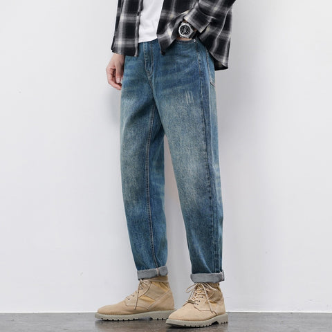 Vintage Men's Jeans Cotton Casual Classic Fashion Straight Denim
