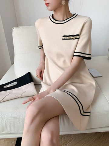 Casual Loose Solid Color Dresses Short Sleeve