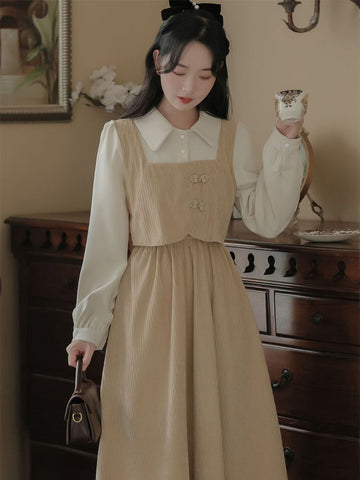 Retro Long SleeveClothing Basic Elegant Gown Streetwear Dress
