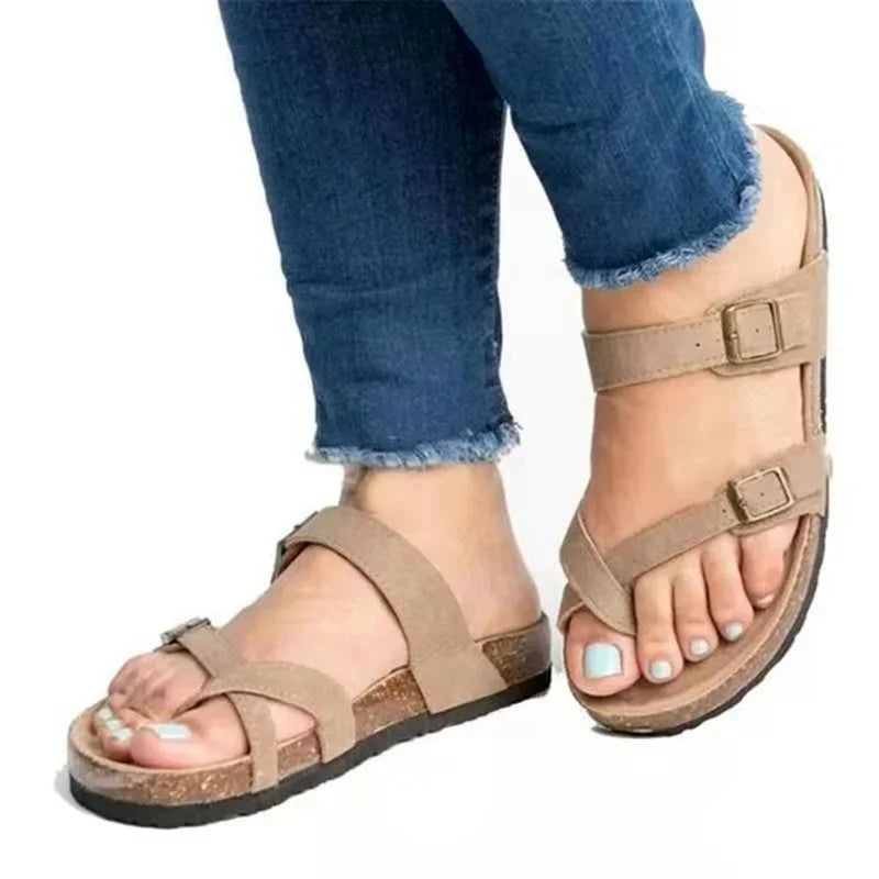 Women Slippers Roman Buckle Flats Gladiator Sandals