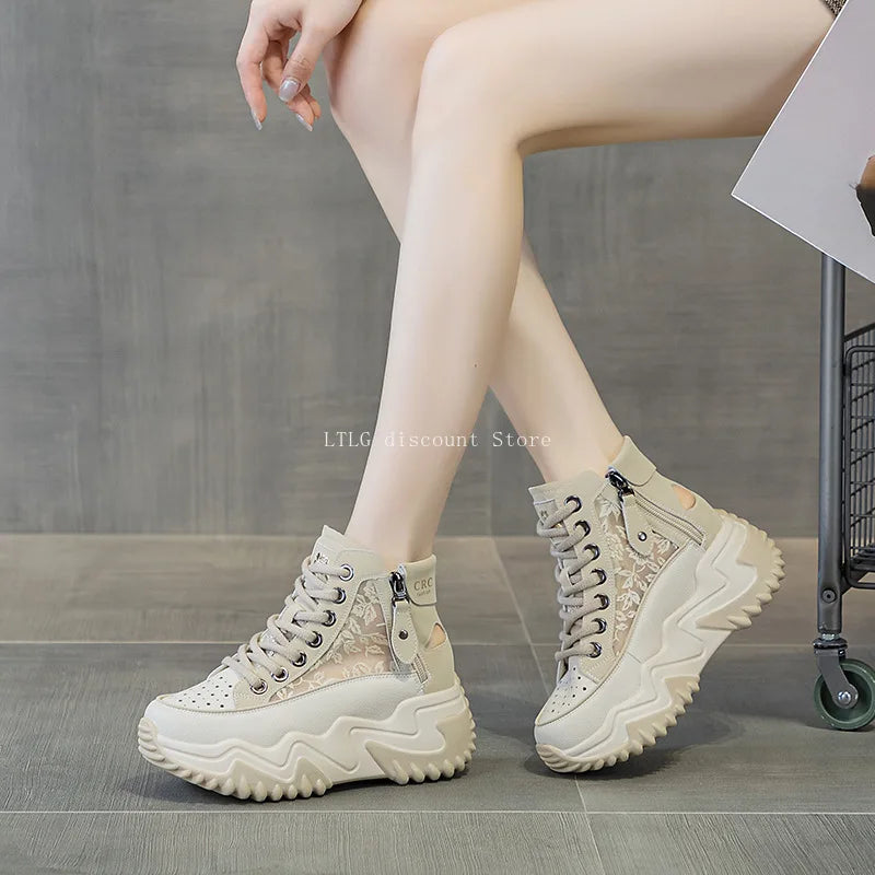 Shoes for Women Bilateral Zipper Platform Sneaker I