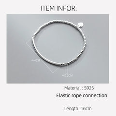 16cm Bracelets For Silver Heart Silver Elastic Rope Round Bead Chain