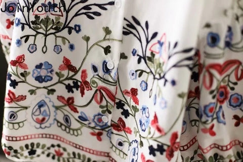 Clothing Vintage Blouse Chic Embroidery Floral Long Sleeve Shirts