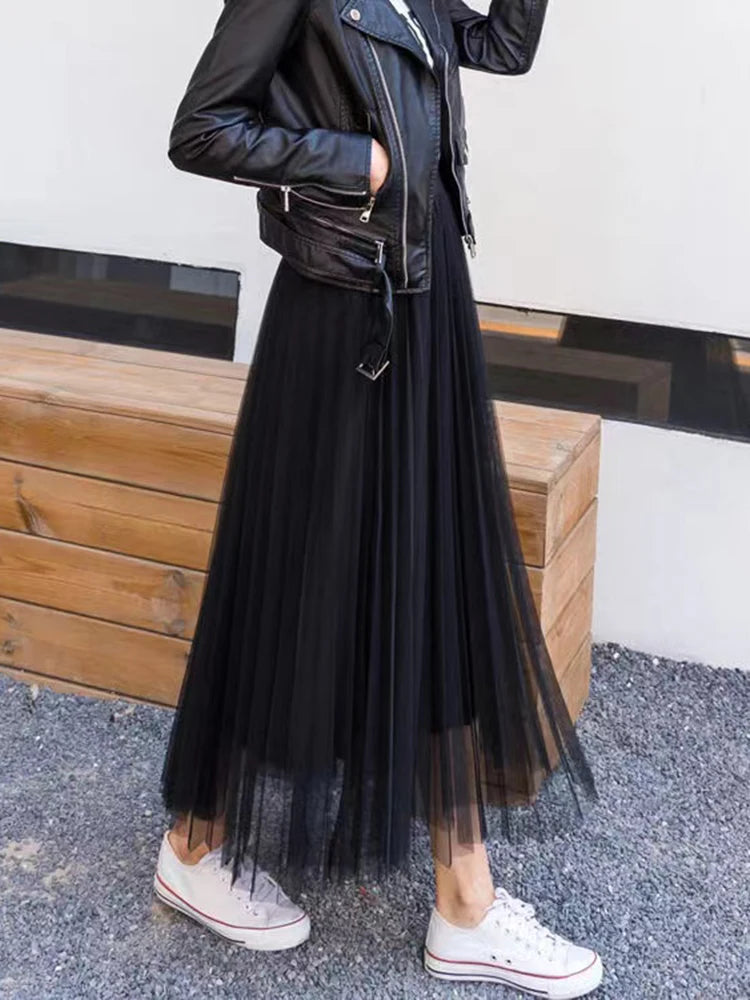 Elegant Women Tulle Skirt  Fashion Mesh A Line