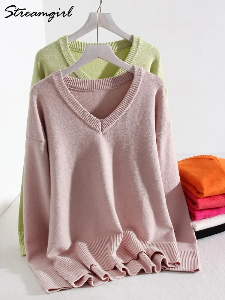 Knitted Sweater Pullovers Loose Casual Tops Clothes