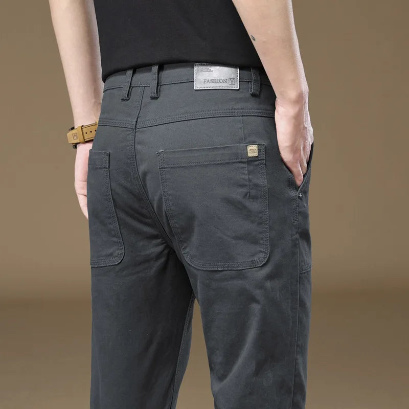 Men's Cargo Work Pants Solid Color Wear Casual Trousers