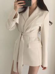 Chic Blazer Women Jacket Clothing Length Long Sleeved Overcoat