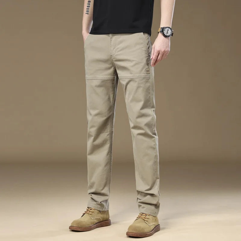 Men's Cargo Work Pants Solid Color Wear Casual Trousers