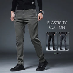 Men's Slim Straight Pants Imitation Denim Elastic Cotton Business Casual