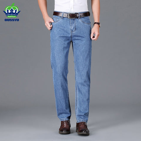 Jeans Business Casual  Straight Elastic Classic Style Trousers