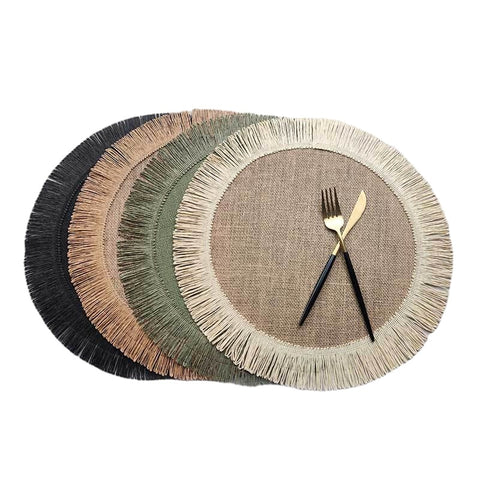 1pc Placemat Linen Wind Simple Round Table Mat