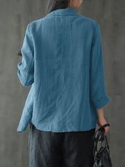 Fashion Work Blazer Neck Long Sleeve Suits Women Casual Soli