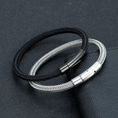 Classic Men Jewelry No Fade 6mm Steel Wire Rope Bracelet Simple