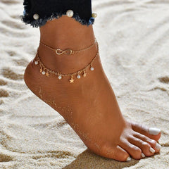 Bohemian Multilayer Tassel Anklets For Women Pearl Beads